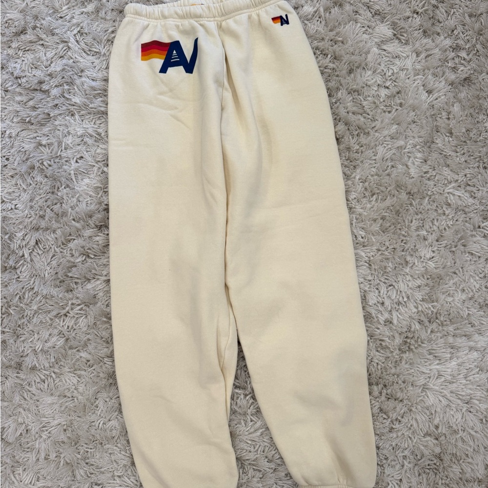Aviator Nation Cream Sweatpants Cozy Fleece Joggers
